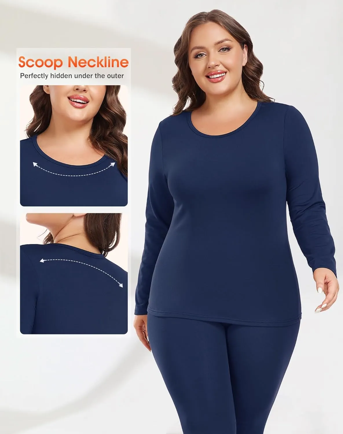 Plus Size Thermal Underwear for Women Long Johns Sets Fleece Lined Base Layer Cold Weather Long Underwear