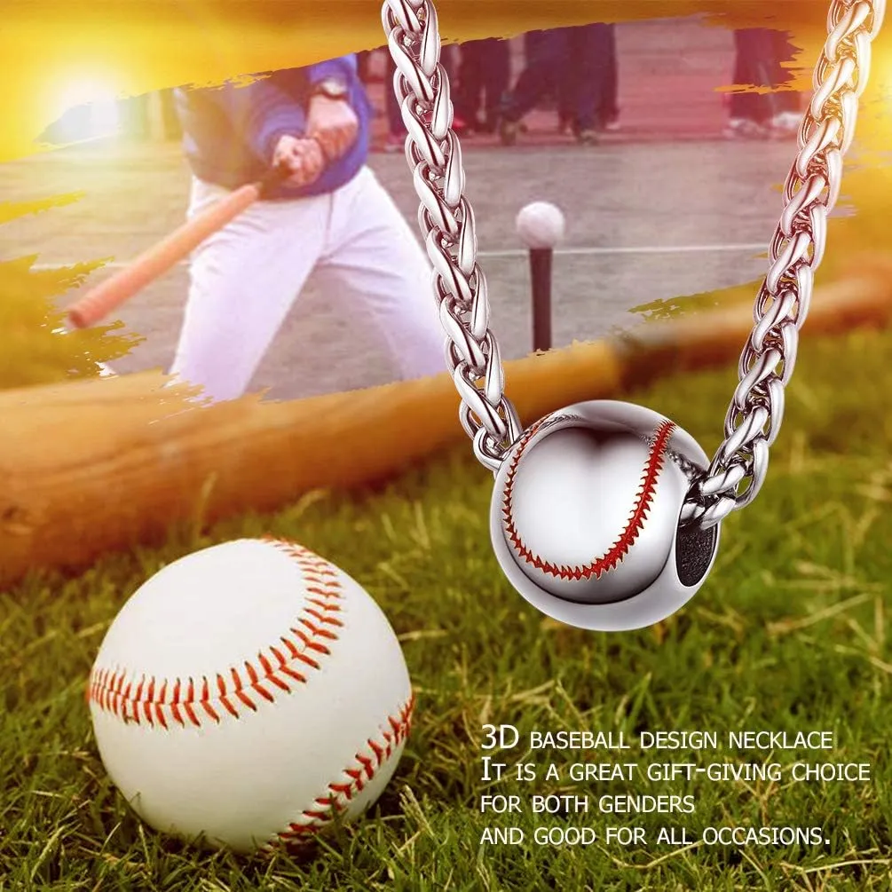 PROSTEEL 316L Stainless Steel 3D Football/Basketball/Volleyball/Baseball/Rugby Ball Cool Necklaces for Men, Sports Players Favors Jewelry, 22inch, Come with Box