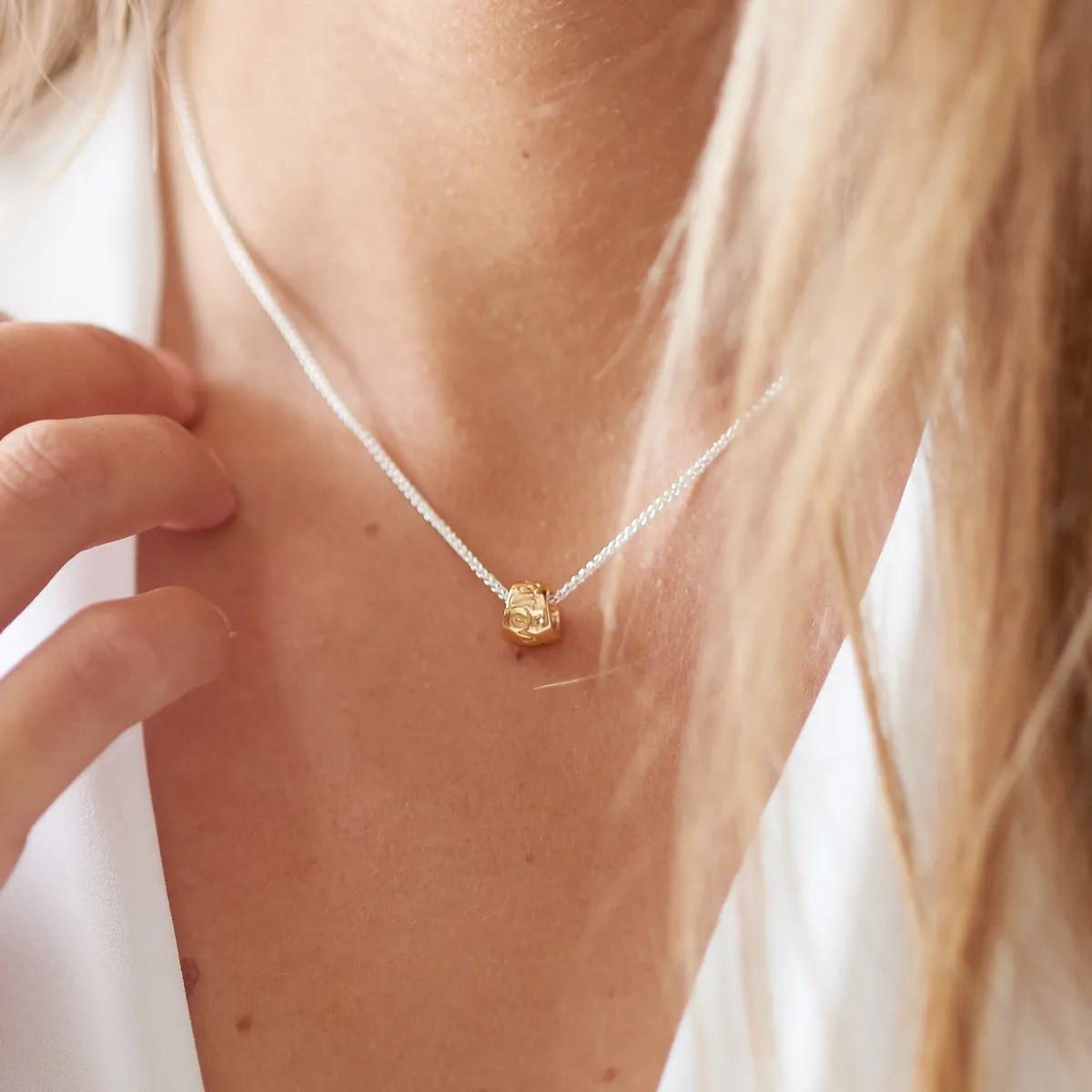Que Sera Silver & Solid Gold Necklace