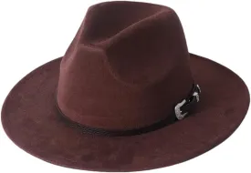 REHJJDFD Women Men Suede Hat Jazz Hat Panama Hat Unisex Big Brimmed Fedora Hat Western Jazz Caps