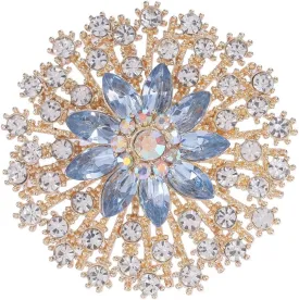 Rhinestone Crystal Flower Brooch Pin Sparkling Large Crystal Sunflower Brooch Vintage Floral Lapel Pins Rhinestone Flower Bouquet Broochs Rose Snowflake Broochs Wedding Bridal Dress Jewelry for Women