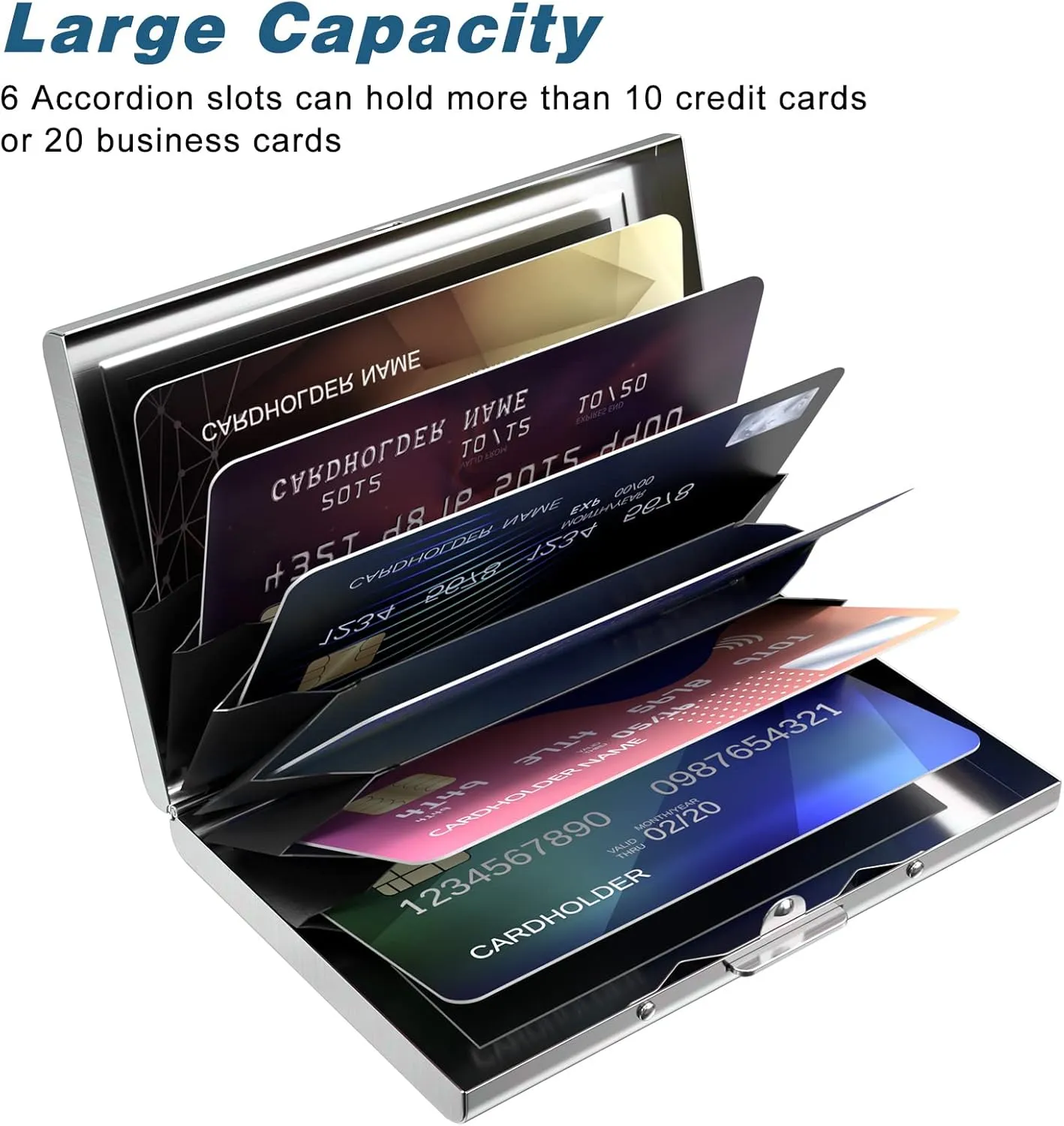 Rimilak Metal Credit Card Holder, Mini Credit Card Wallet RFID Blocking Slim Metal Hard Case for Women Men, Black Gold Mable