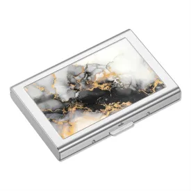 Rimilak Metal Credit Card Holder, Mini Credit Card Wallet RFID Blocking Slim Metal Hard Case for Women Men, Black Gold Mable