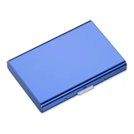 Rimilak Metal Credit Card Holder, Mini Credit Card Wallet RFID Blocking Slim Metal Hard Case for Women Men, Blue