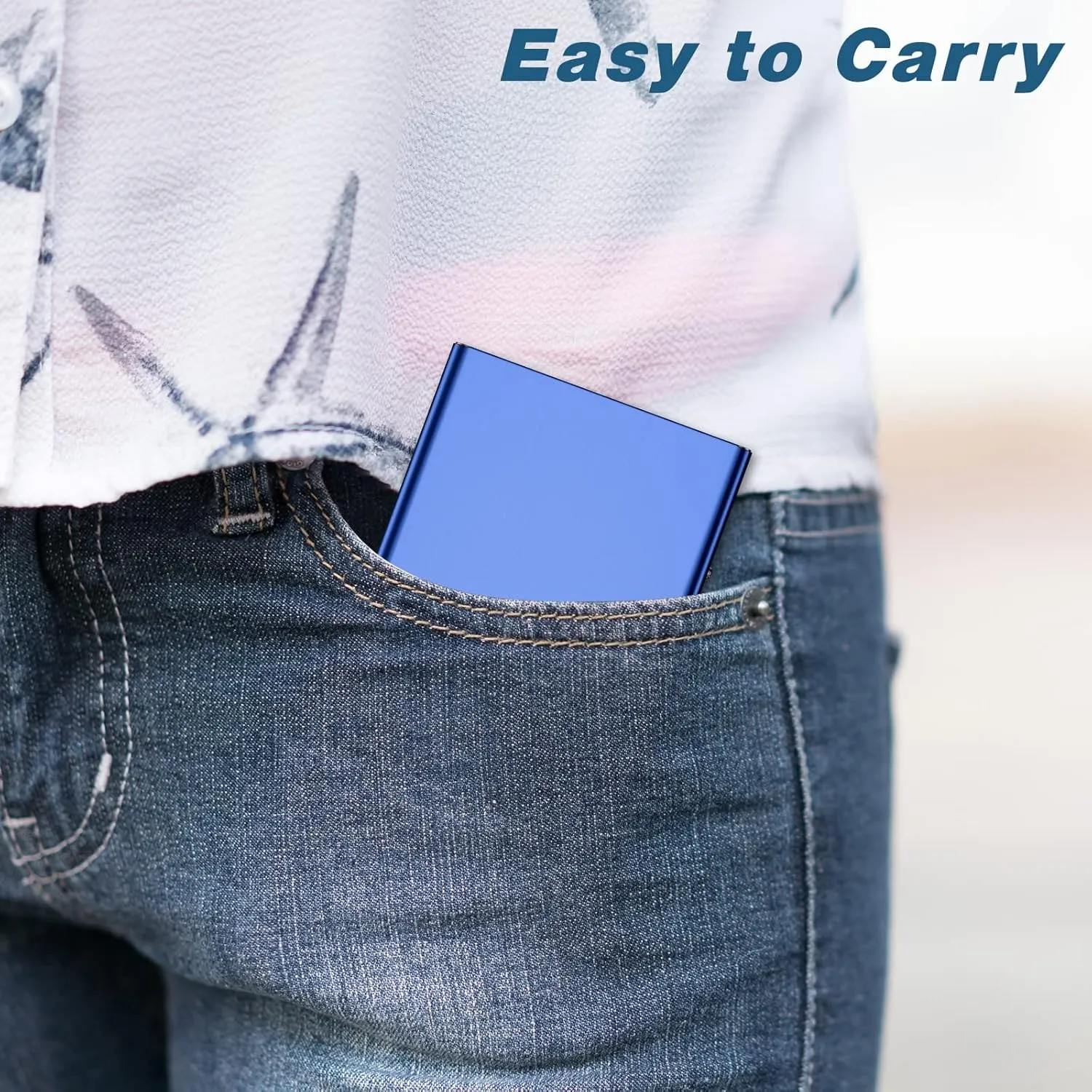 Rimilak Metal Credit Card Holder, Mini Credit Card Wallet RFID Blocking Slim Metal Hard Case for Women Men, Blue