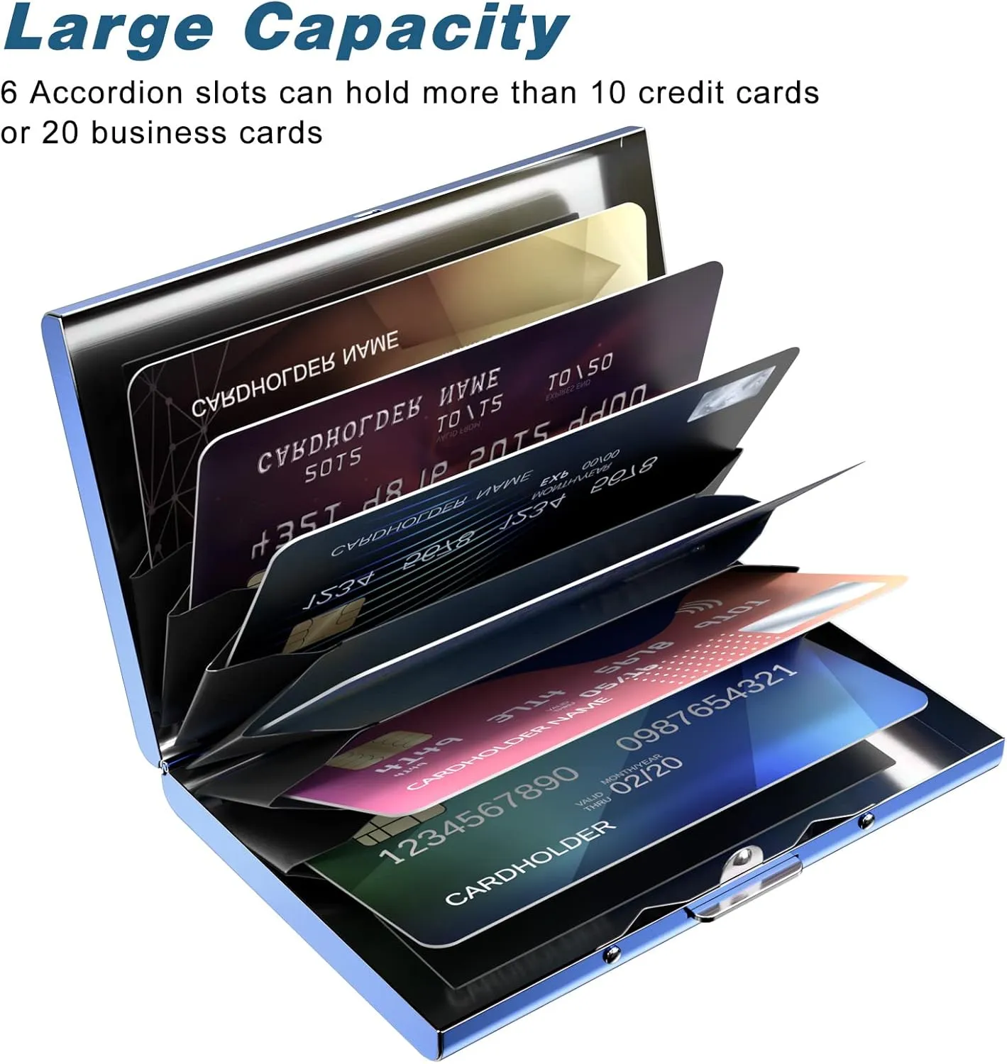 Rimilak Metal Credit Card Holder, Mini Credit Card Wallet RFID Blocking Slim Metal Hard Case for Women Men, Blue