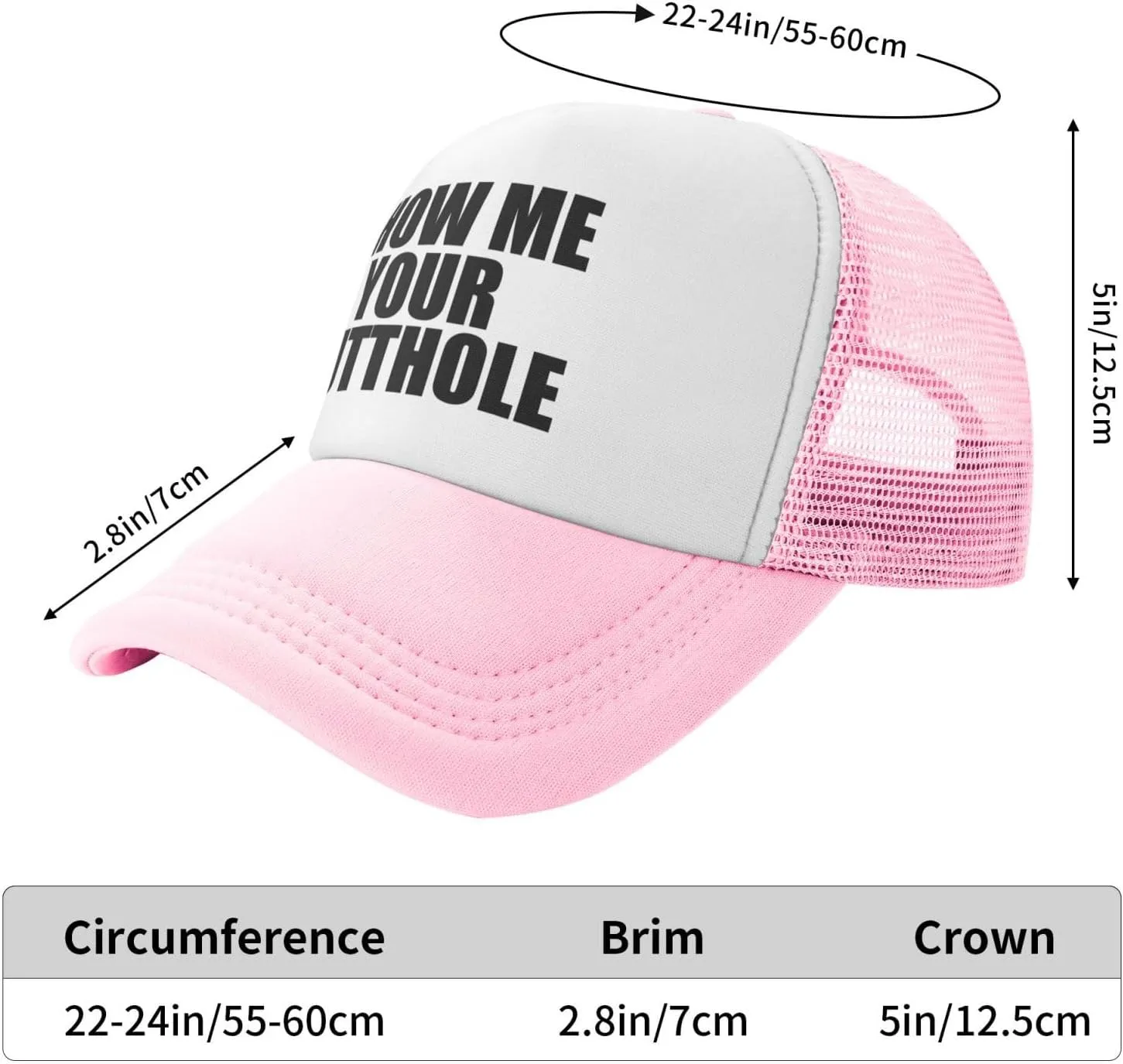 Show Me Your Butthole Funny Hat Unisex Adult Trucker Caps Fishing Adjustable Cap Classic Sport Hats Black