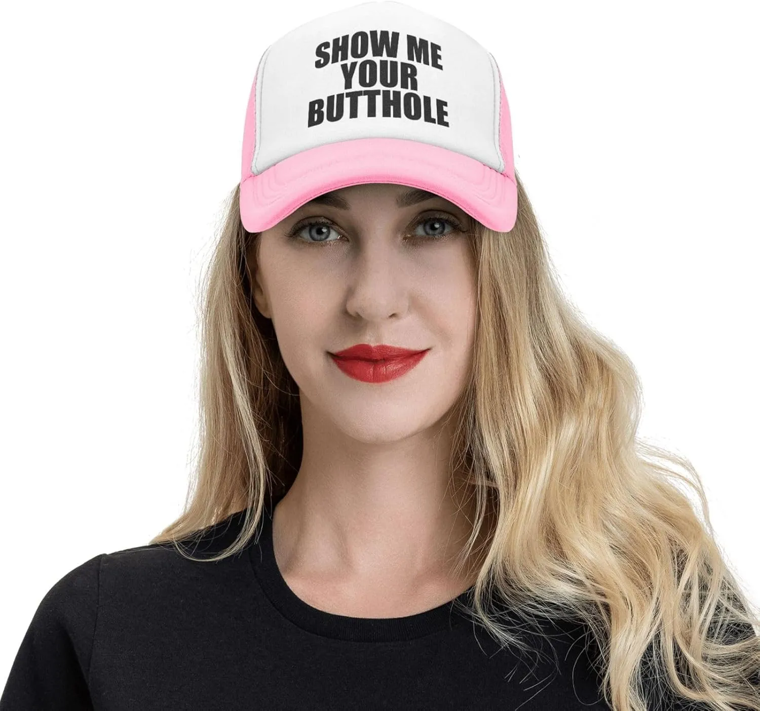 Show Me Your Butthole Funny Hat Unisex Adult Trucker Caps Fishing Adjustable Cap Classic Sport Hats Black