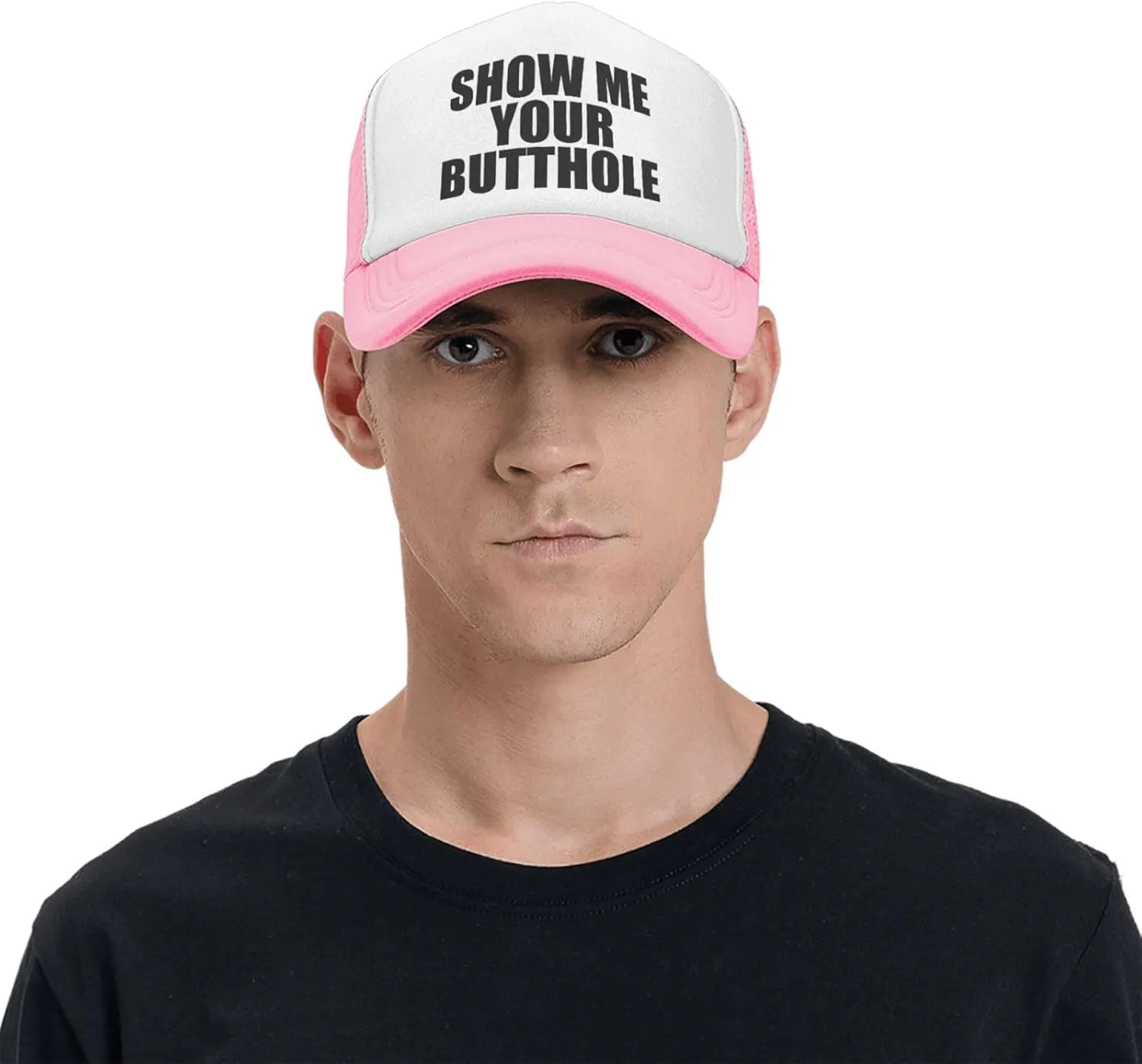 Show Me Your Butthole Funny Hat Unisex Adult Trucker Caps Fishing Adjustable Cap Classic Sport Hats Black