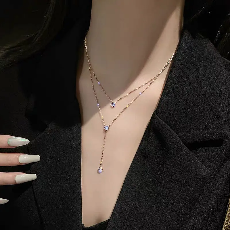 SISSLIA Stainless Steel Hollow Necklace Fashion Long Geometric Sweater Chain Women Necklace Jewelry For Women