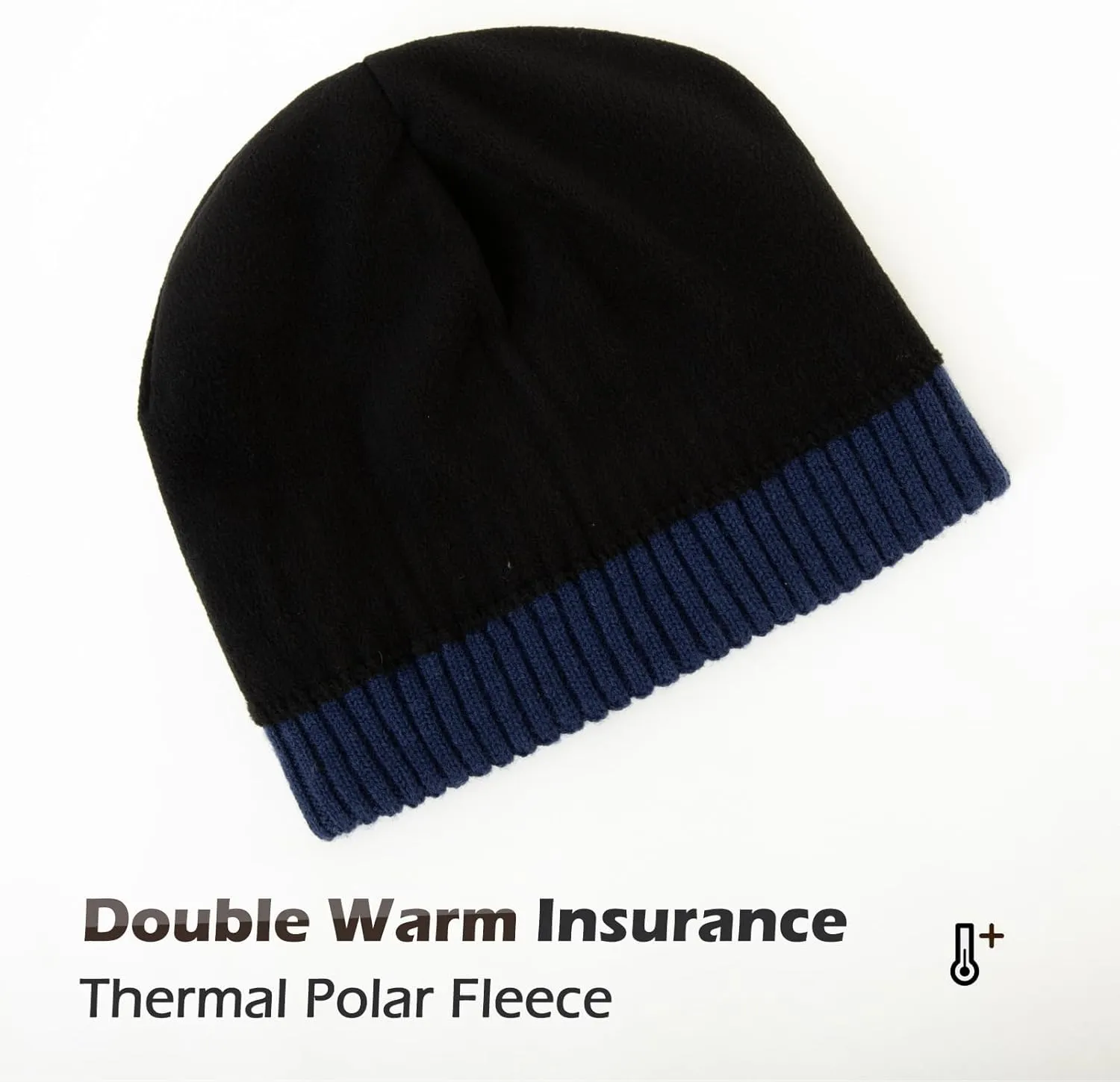 TOP-EX Oversized M L XL XXL 100% Merino Wool Beanie with Fleece Lining Cold Weather Winter Hat Big Head