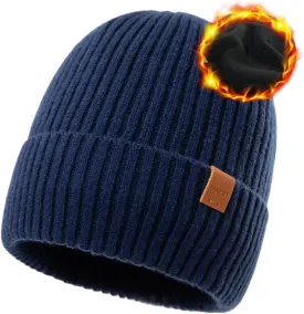 TOP-EX Oversized M L XL XXL 100% Merino Wool Beanie with Fleece Lining Cold Weather Winter Hat Big Head