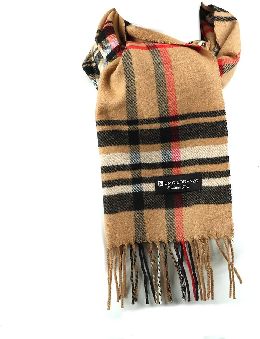 Umo Lorenzo Soft Luxurious Cashmere Feel Fall Scarf for Men and Women - Plaid Designer Scarves