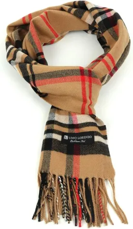 Umo Lorenzo Soft Luxurious Cashmere Feel Fall Scarf for Men and Women - Plaid Designer Scarves