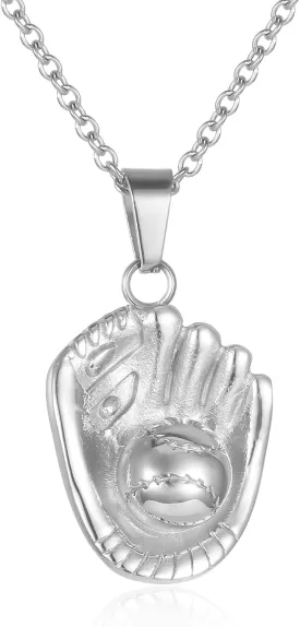 Urn Pendant For Ashes Stainless Steel Baseball Glove Cremation Necklaces For Women Men Sport Memorial Jewelry Keepsake Gifts