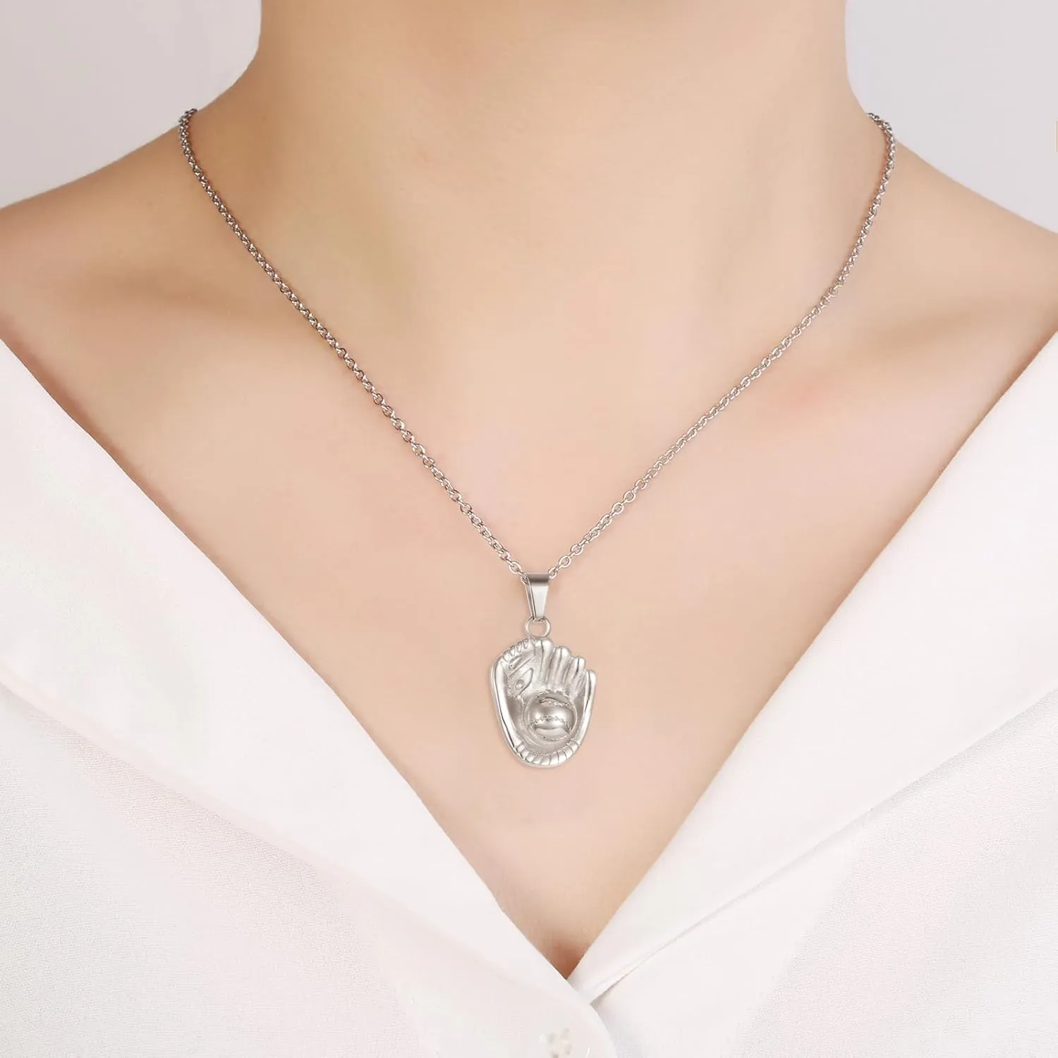 Urn Pendant For Ashes Stainless Steel Baseball Glove Cremation Necklaces For Women Men Sport Memorial Jewelry Keepsake Gifts