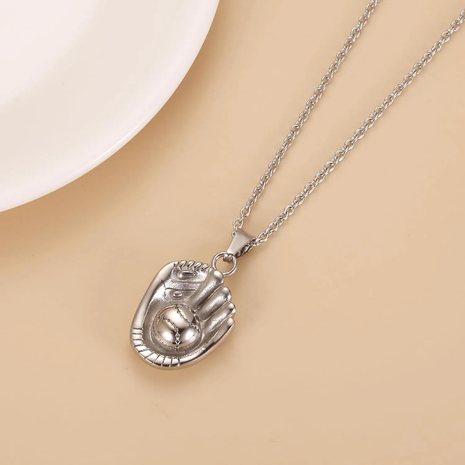 Urn Pendant For Ashes Stainless Steel Baseball Glove Cremation Necklaces For Women Men Sport Memorial Jewelry Keepsake Gifts