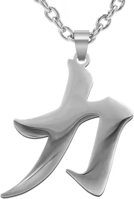 Wchama Strength Kanji Necklace Black Japanese Pendant for Women Men Stainless Steel Symbol Jewelry Chain Good Luck Charm Necklaces