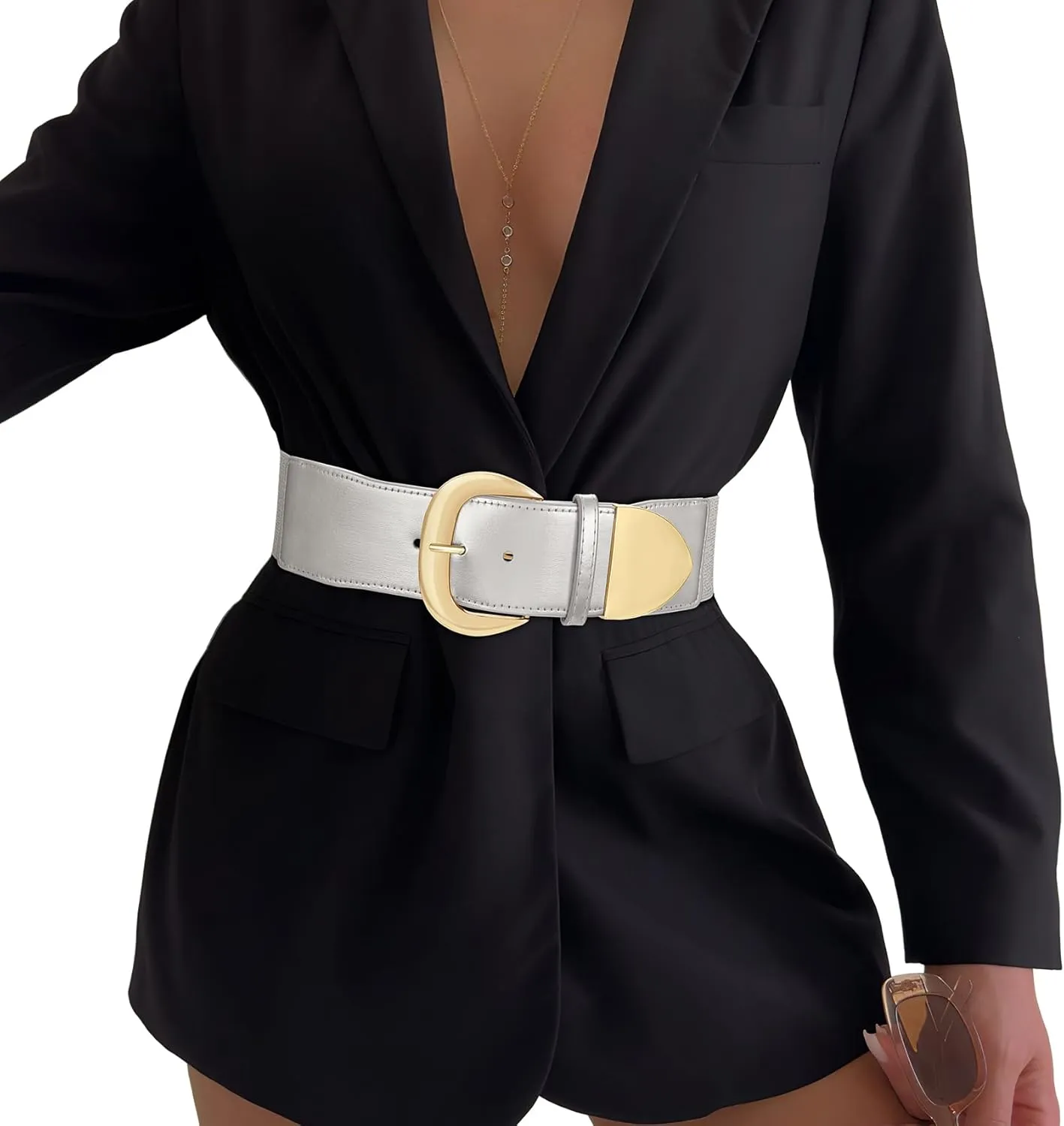Women Wide Elastic Waist Belt for Dresses Fashion Thick Stretchy Belt for Trendy