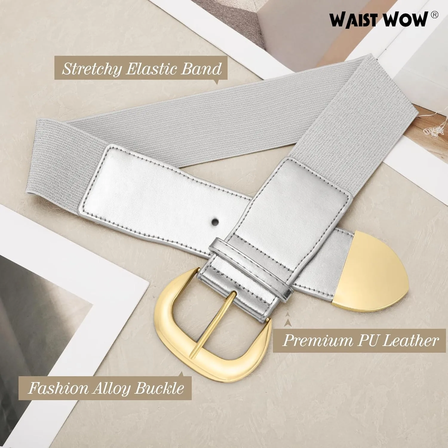 Women Wide Elastic Waist Belt for Dresses Fashion Thick Stretchy Belt for Trendy