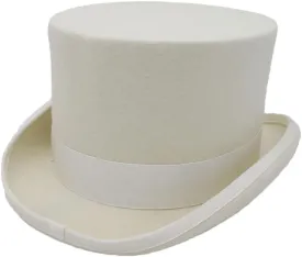 Women's Men's Wool Felt High Top Hat Vintage Magician Hat Bowler Hat Topper Hats for Women Men White S