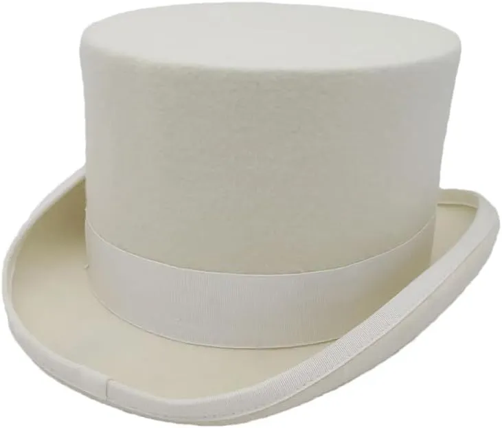 Women's Men's Wool Felt High Top Hat Vintage Magician Hat Bowler Hat Topper Hats for Women Men White S
